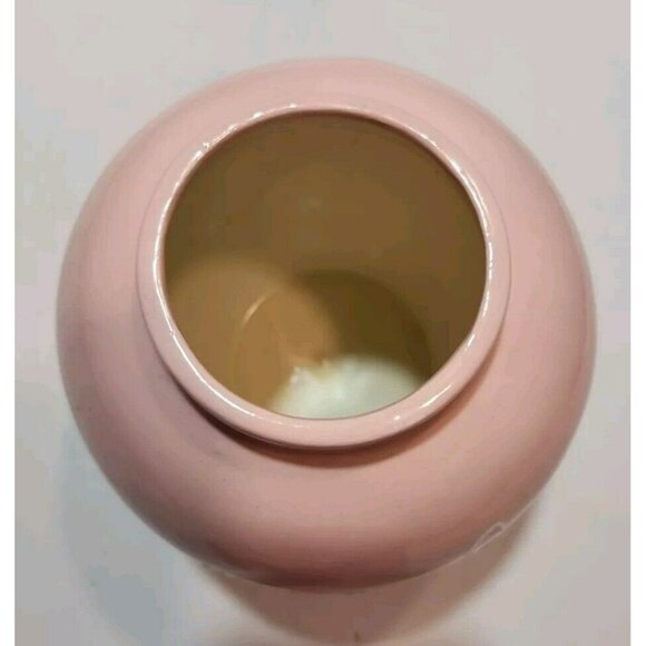 Vtg Pink Vase/Ginger Jar With White Lamb Outlined 6" Tall By 5.5" Wide - Picture 7 of 12
